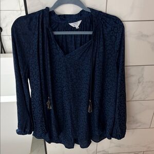 Crown & Ivy Navy Patterned Blouse